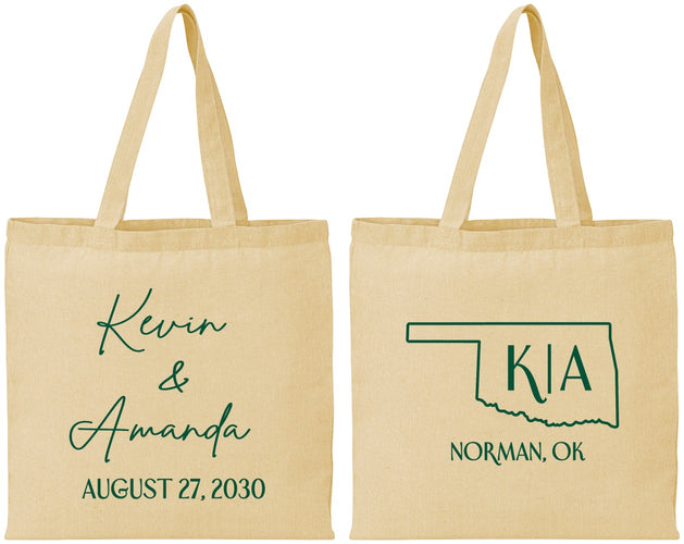 Personalized Wedding Cotton Tote Bags - Oklahoma | 135