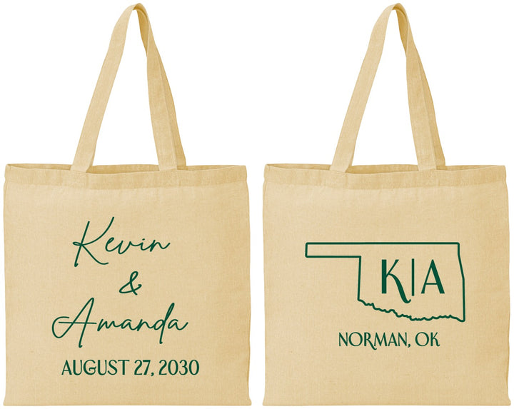 Personalized Wedding Cotton Tote Bags - Oklahoma | 135