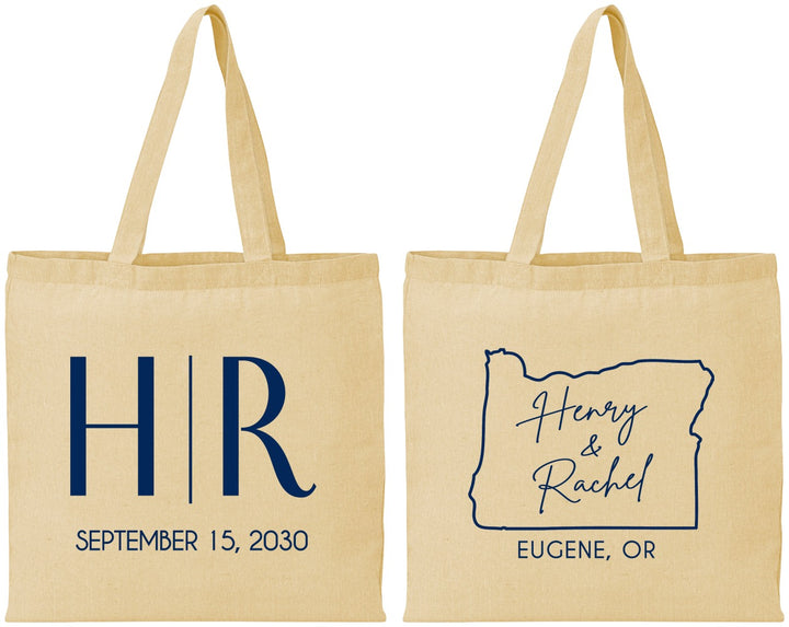 Personalized Wedding Cotton Tote Bags - Oregon | 136