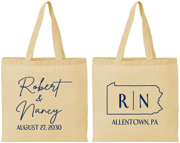 Personalized Wedding Cotton Tote Bags - Pennsylvania | 137