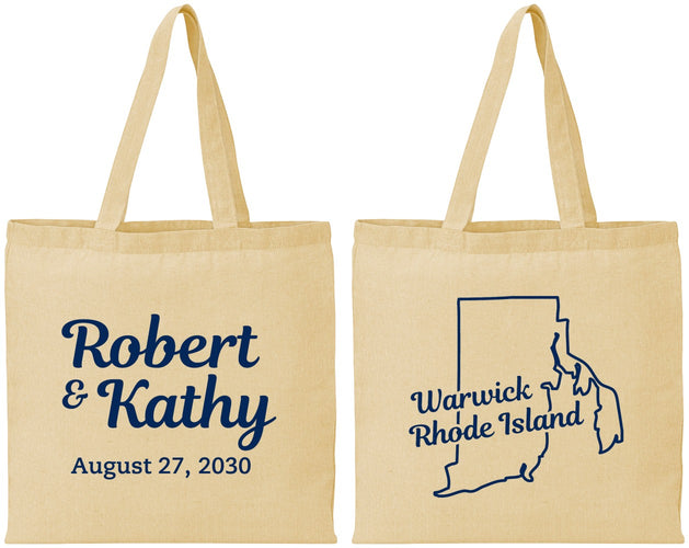 Personalized Wedding Cotton Tote Bags - Rhode Island | 138