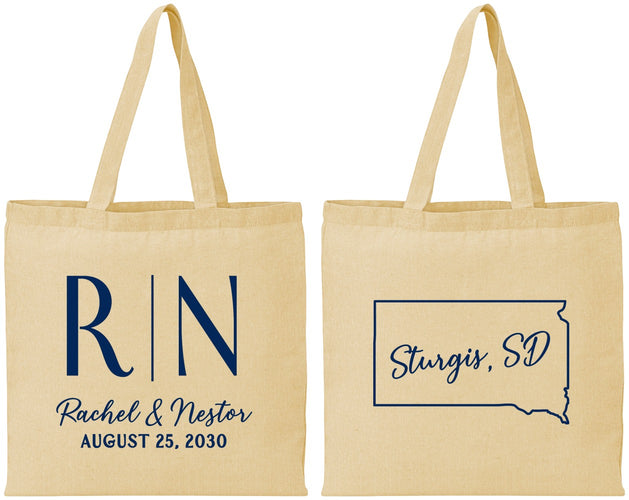 Personalized Wedding Cotton Tote Bags - South Dakota | 140