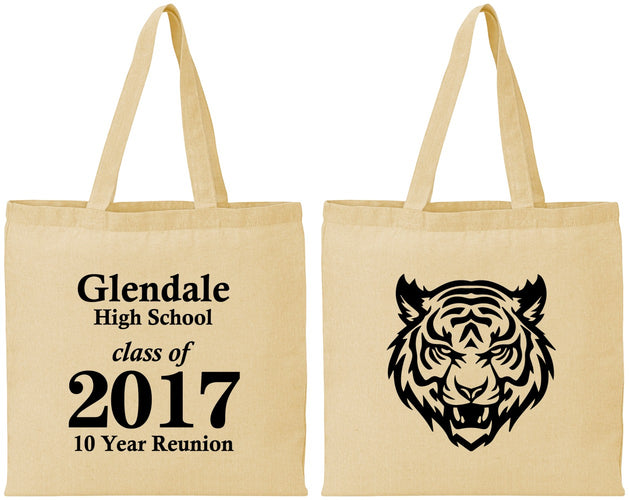 Personalized Class Reunion Cotton Tote Bags - Class Of 2017 10 Year | 140000