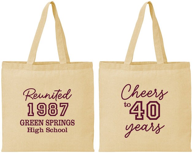 Personalized Class Reunion Cotton Tote Bags - Class Of 1987 40 Year | 140003