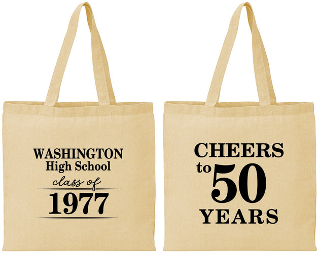 Personalized Class Reunion Cotton Tote Bags - Class Of 1977 50 Year | 140004