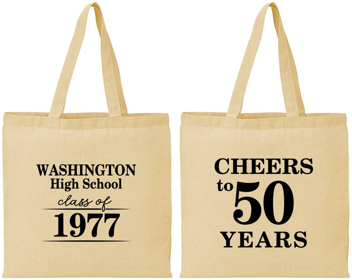 Personalized Class Reunion Cotton Tote Bags - Class Of 1977 50 Year | 140004