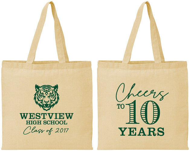 Personalized Class Reunion Cotton Tote Bags - Class Of 2017 10 Year | 140005