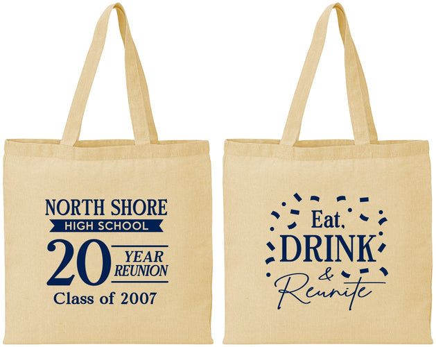 Personalized Class Reunion Cotton Tote Bags - Class Of 2007 20 Year | 140006