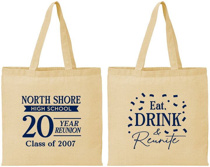 Personalized Class Reunion Cotton Tote Bags - Class Of 2007 20 Year | 140006