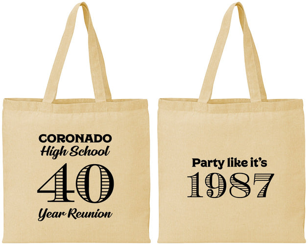 Personalized Class Reunion Cotton Tote Bags - Class Of 1987 40 Year | 140008
