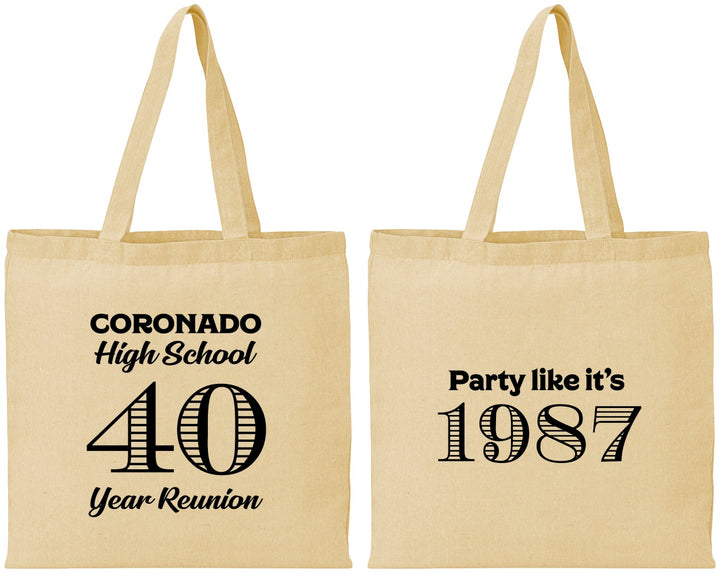 Personalized Class Reunion Cotton Tote Bags - Class Of 1987 40 Year | 140008