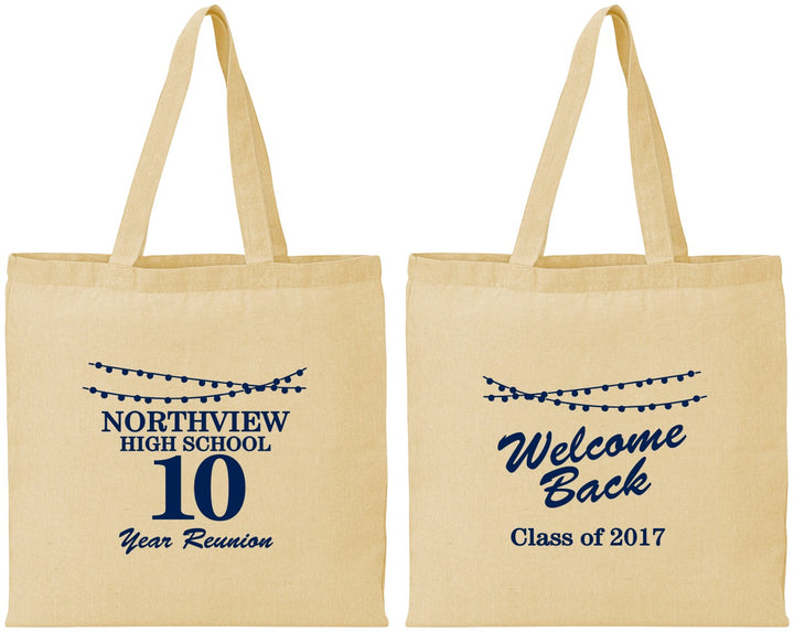 Personalized Class Reunion Cotton Tote Bags - Class Of 2017 10 Year | 140010