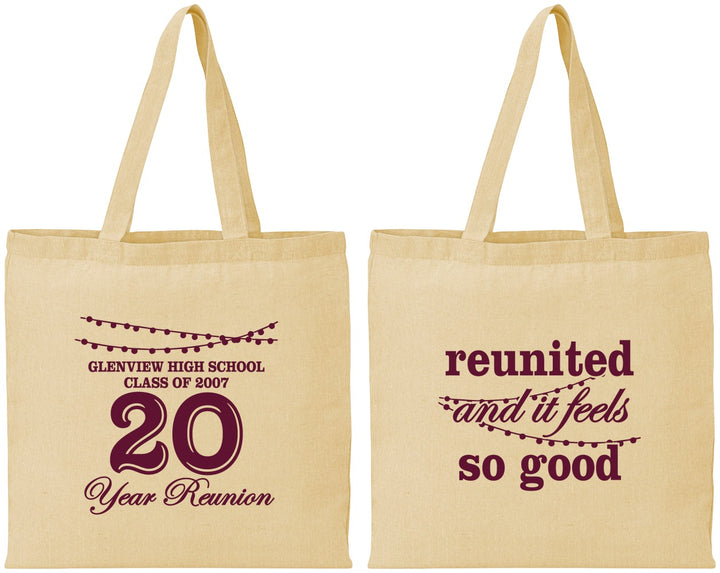 Personalized Class Reunion Cotton Tote Bags - Class Of 2007 20 Year | 140011