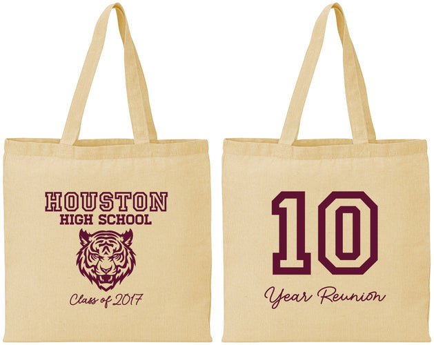 Personalized Class Reunion Cotton Tote Bags - Class Of 2017 10 Year | 140015