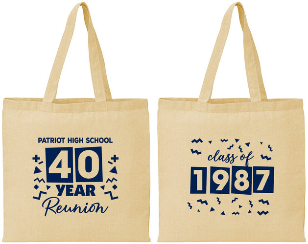 Personalized Class Reunion Cotton Tote Bags - Class Of 1987 40 Year | 140018