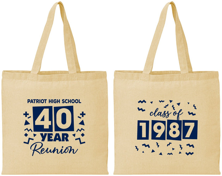 Personalized Class Reunion Cotton Tote Bags - Class Of 1987 40 Year | 140018