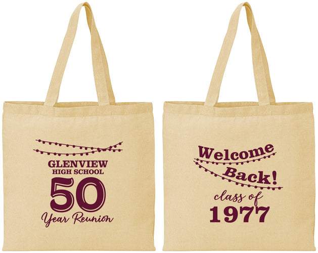 Personalized Class Reunion Cotton Tote Bags - Class Of 1977 50 Year | 140019