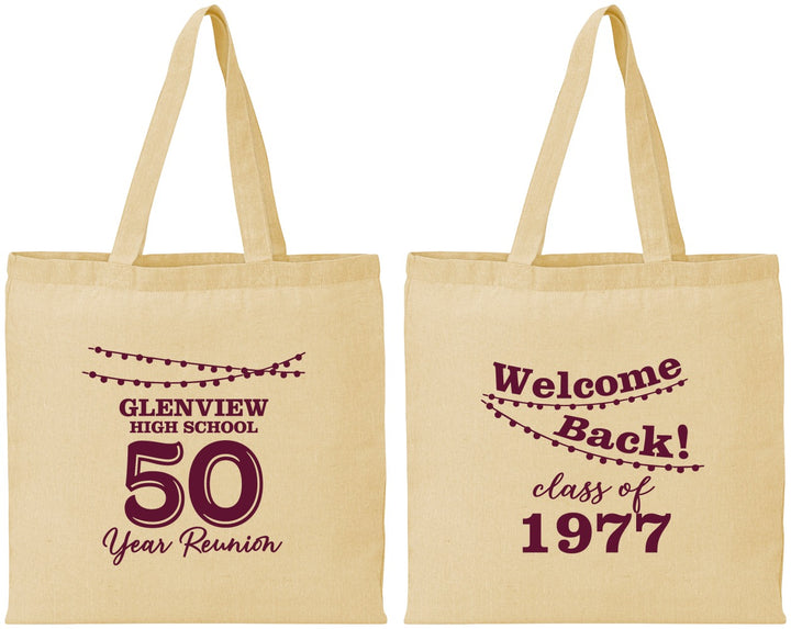 Personalized Class Reunion Cotton Tote Bags - Class Of 1977 50 Year | 140019