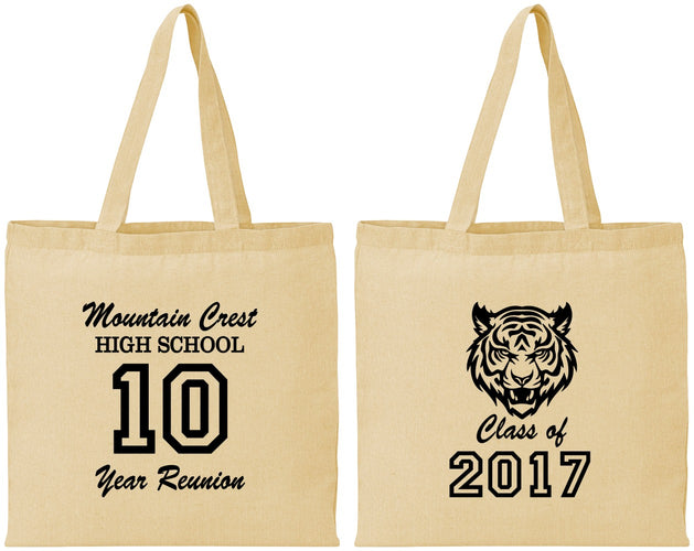 Personalized Class Reunion Cotton Tote Bags - Class Of 2017 10 Year | 140020