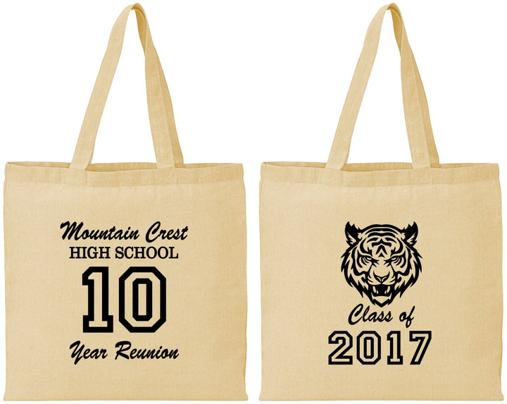 Personalized Class Reunion Cotton Tote Bags - Class Of 2017 10 Year | 140020