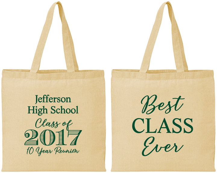 Personalized Class Reunion Cotton Tote Bags - Class Of 2017 10 Year | 140025