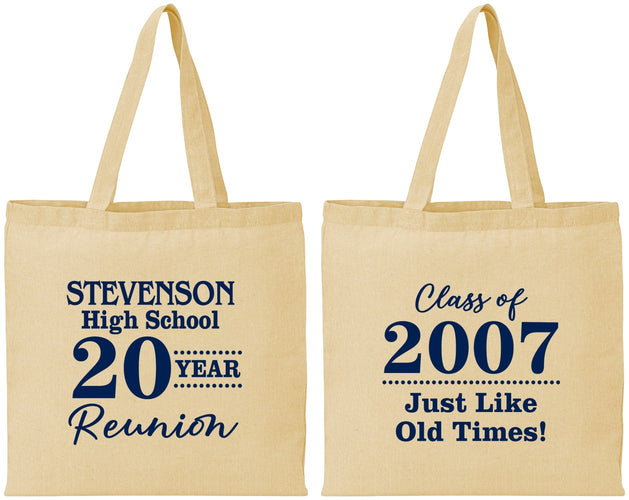 Personalized Class Reunion Cotton Tote Bags - Class Of 2007 20 Year | 140026