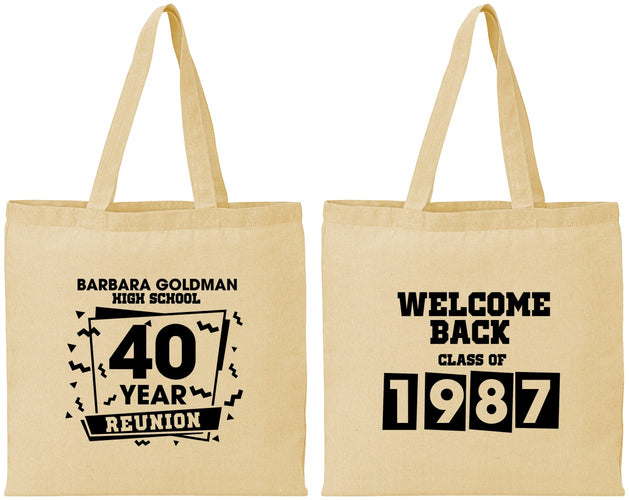 Personalized Class Reunion Cotton Tote Bags - Class Of 1987 40 Year | 140028