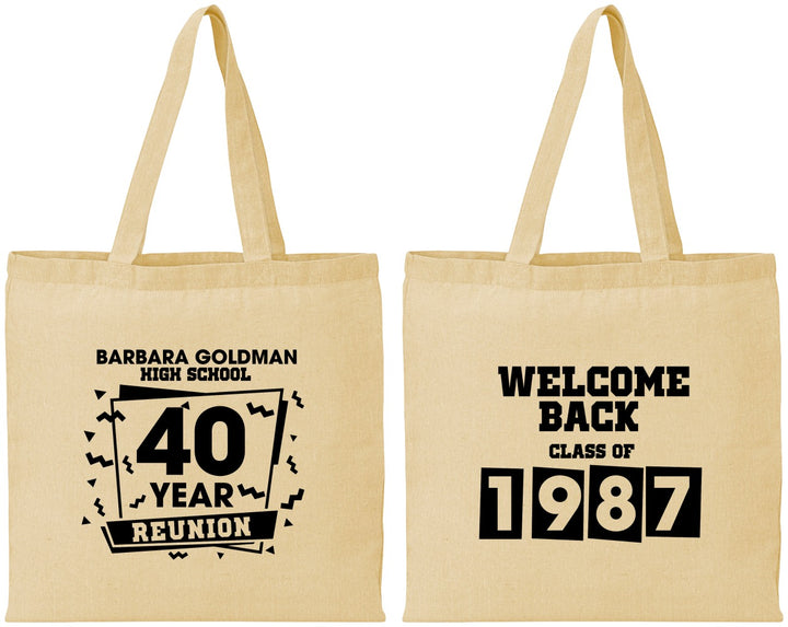Personalized Class Reunion Cotton Tote Bags - Class Of 1987 40 Year | 140028