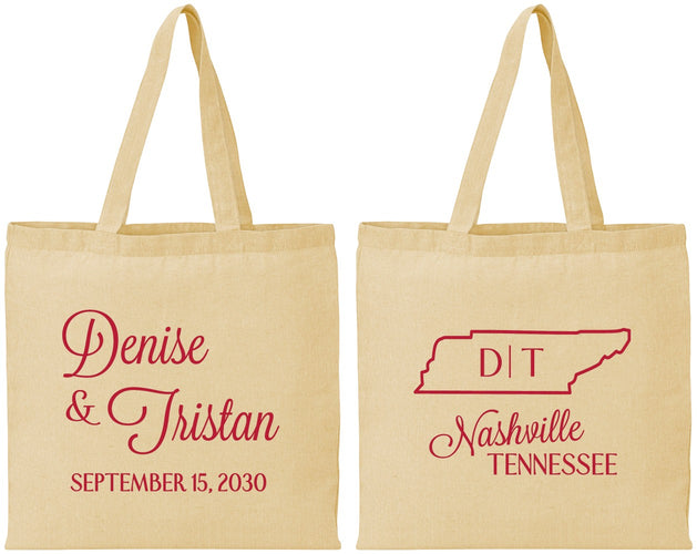 Personalized Wedding Cotton Tote Bags - Tennessee | 141