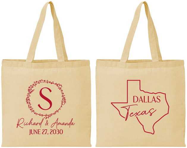 Personalized Wedding Cotton Tote Bags - Texas | 142