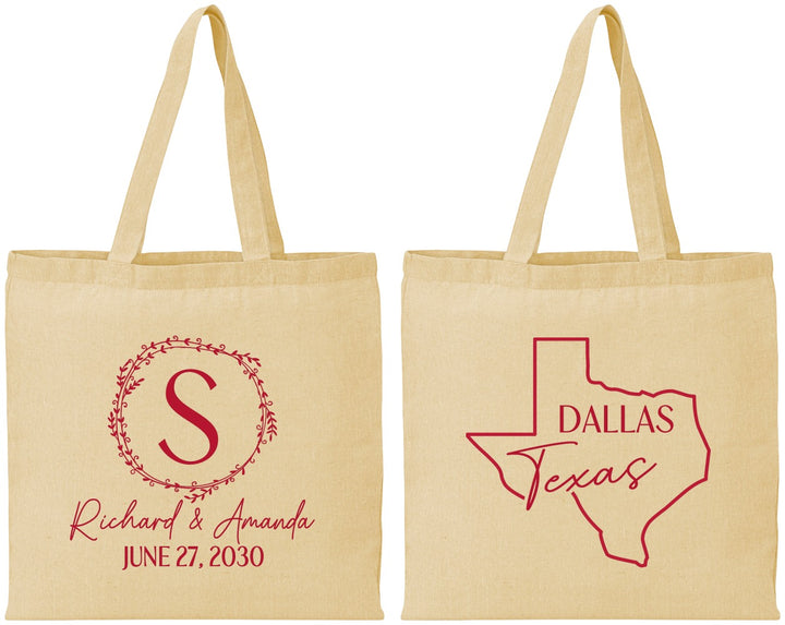 Personalized Wedding Cotton Tote Bags - Texas | 142