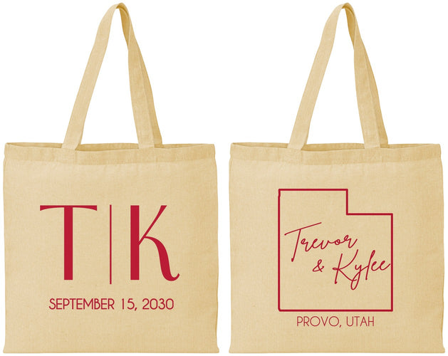 Personalized Wedding Cotton Tote Bags - Utah | 143