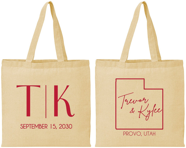 Personalized Wedding Cotton Tote Bags - Utah | 143