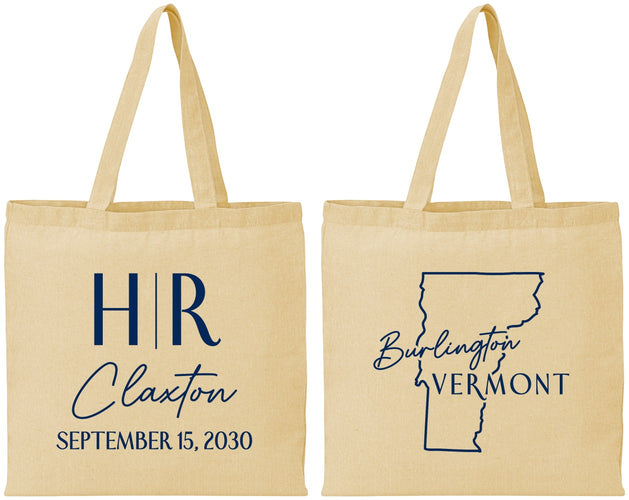 Personalized Wedding Cotton Tote Bags - Vermont | 144