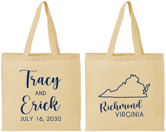 Personalized Wedding Cotton Tote Bags - Virginia | 145