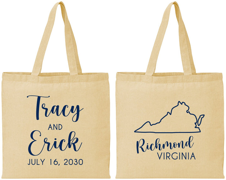 Personalized Wedding Cotton Tote Bags - Virginia | 145