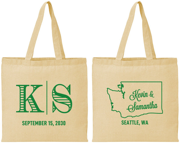 Personalized Wedding Cotton Tote Bags - Washington | 146