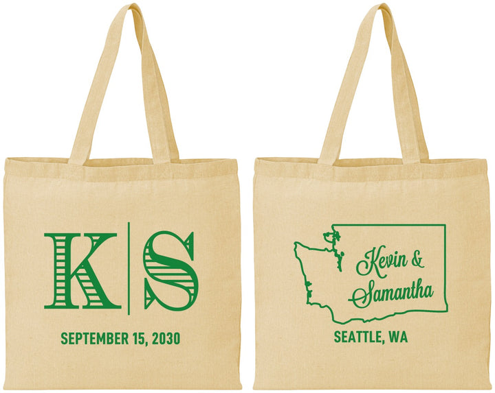 Personalized Wedding Cotton Tote Bags - Washington | 146