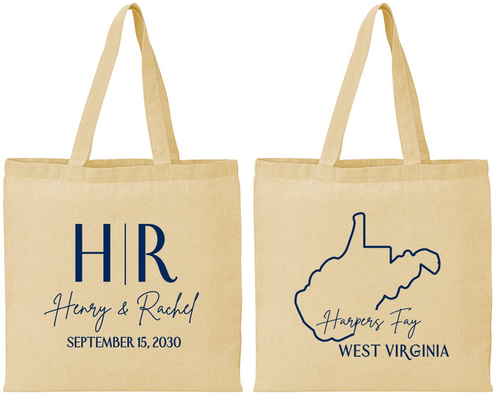 Personalized Wedding Cotton Tote Bags - West Virginia | 147