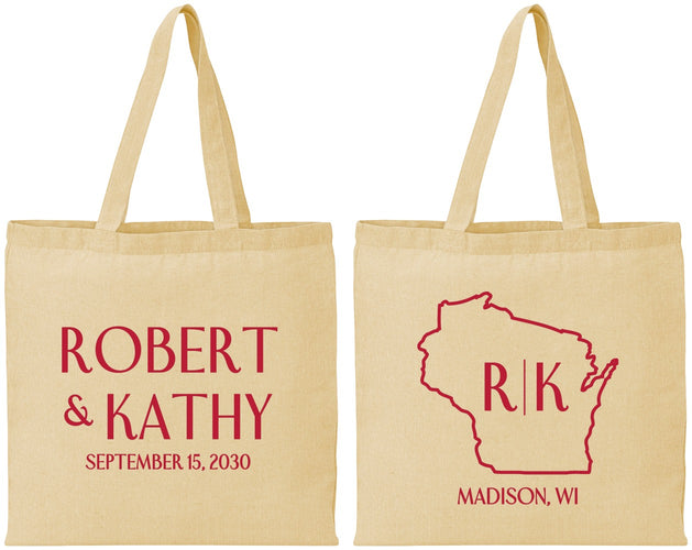 Personalized Wedding Cotton Tote Bags - Wisconsin | 148