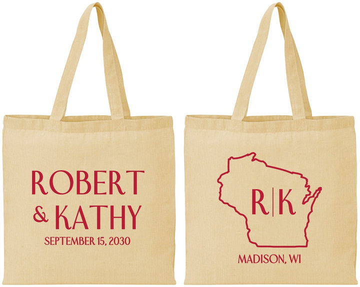 Personalized Wedding Cotton Tote Bags - Wisconsin | 148
