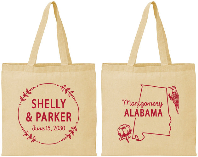 Personalized Wedding Cotton Tote Bags - Alabama | 150
