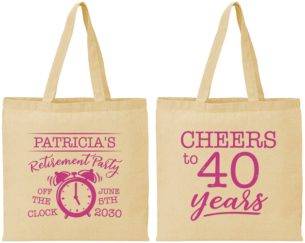 Personalized Retirement Cotton Tote Bags - Off The Clock | 150000