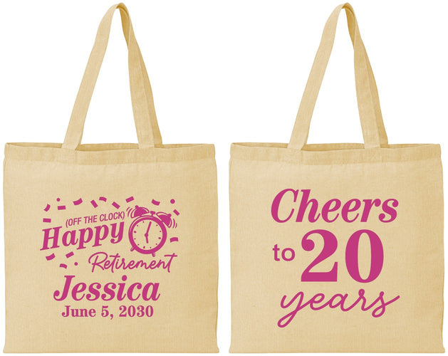 Personalized Retirement Cotton Tote Bags - Off The Clock | 150001