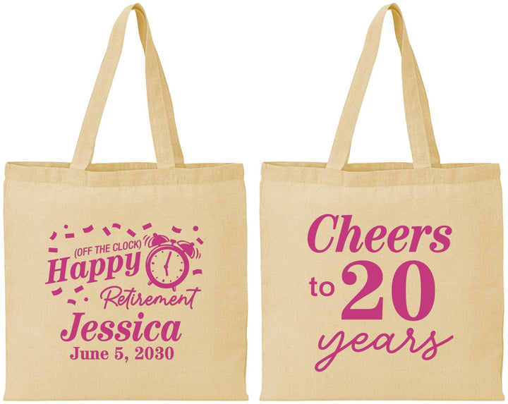 Personalized Retirement Cotton Tote Bags - Off The Clock | 150001