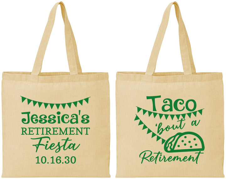 Personalized Retirement Cotton Tote Bags - Taco Bout A Retirement | 150002