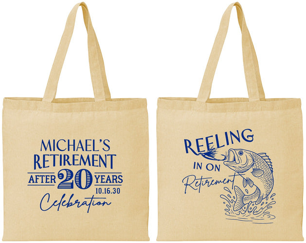 Personalized Retirement Cotton Tote Bags - Fishing Reeling In | 150007