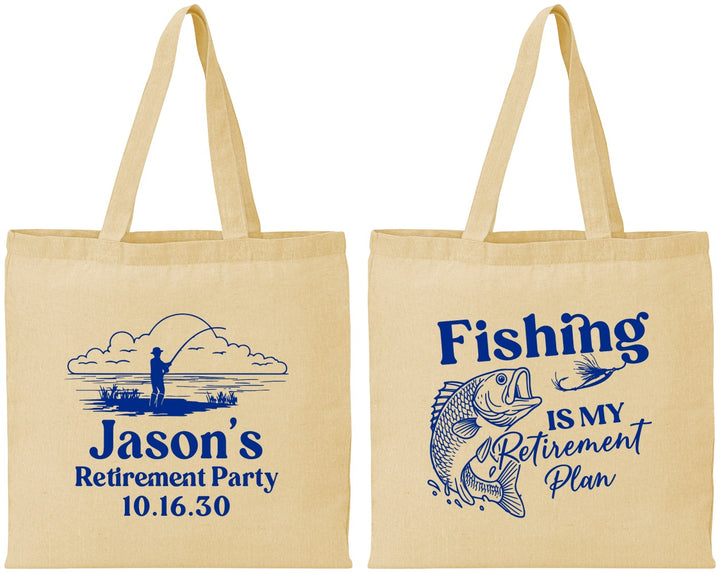 Personalized Retirement Cotton Tote Bags - Fishing | 150009