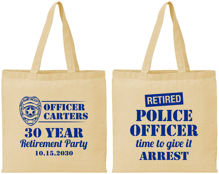 Personalized Retirement Cotton Tote Bags - Police Officer | 150010
