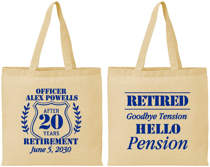 Personalized Retirement Cotton Tote Bags - Police Officer | 150011